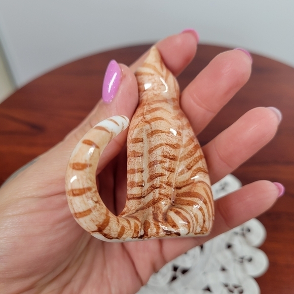 Orange Tabby Cat Figurine Fine Bone China Cute Ring Holder Jewelry Organizer Vtg - Picture 11 of 13